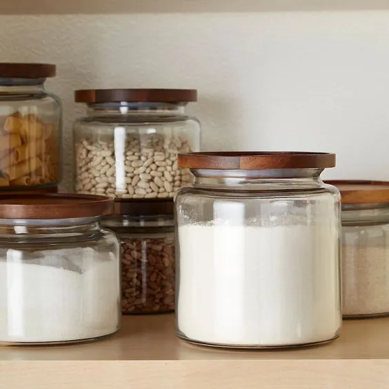 نحوه سازماندهی ظروف نگهداری مواد غذایی انبار ، شیشه