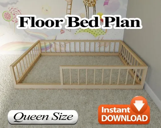 طرح تخت طبقه مونته سوری اندازه ملکه PDF DIY |  اتسی