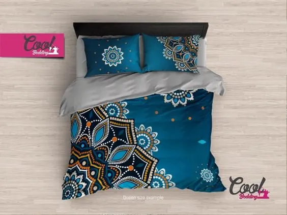 روتختی آبی ماندالا آبی مجموعه سرویس خواب بوهمی لحاف مراکشی |  اتسی