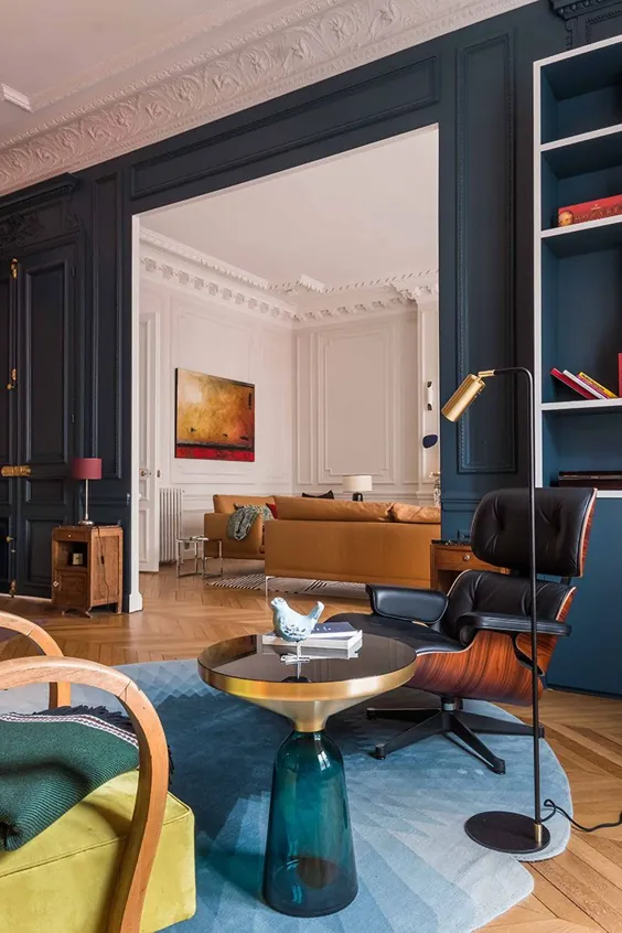 〚آپارتمان با پنجره شیشه رنگی و کاغذ دیواری های غیرمعمول در پاریس〛 ◾ عکس ها ◾ ایده ها طراحی