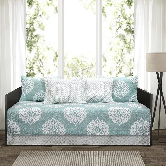 Lush Decor 6 Piece Sophie Daybed Cover Cover، 39 "x 75"، آبی