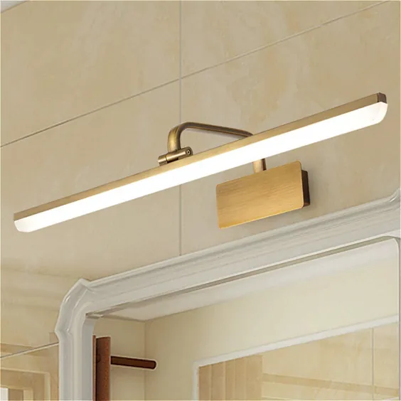 SUSUO قابل تنظیم حمام غرور چراغ با سر لامپ چرخان ، چراغ آرایشی سایه بلند LED خنثی آکریلیک دیوار Sconce مدرن چراغ غرور LED برای آینه ، برنج عتیقه