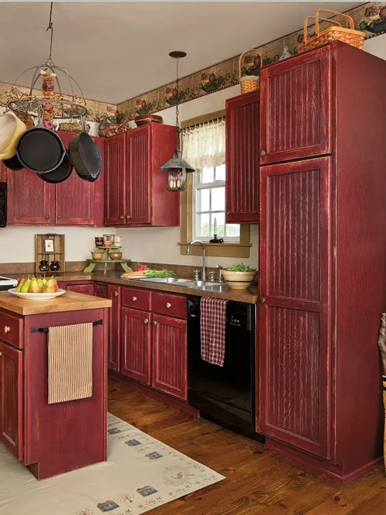 کابینت های آشپزخانه قرمز رستیک 2021