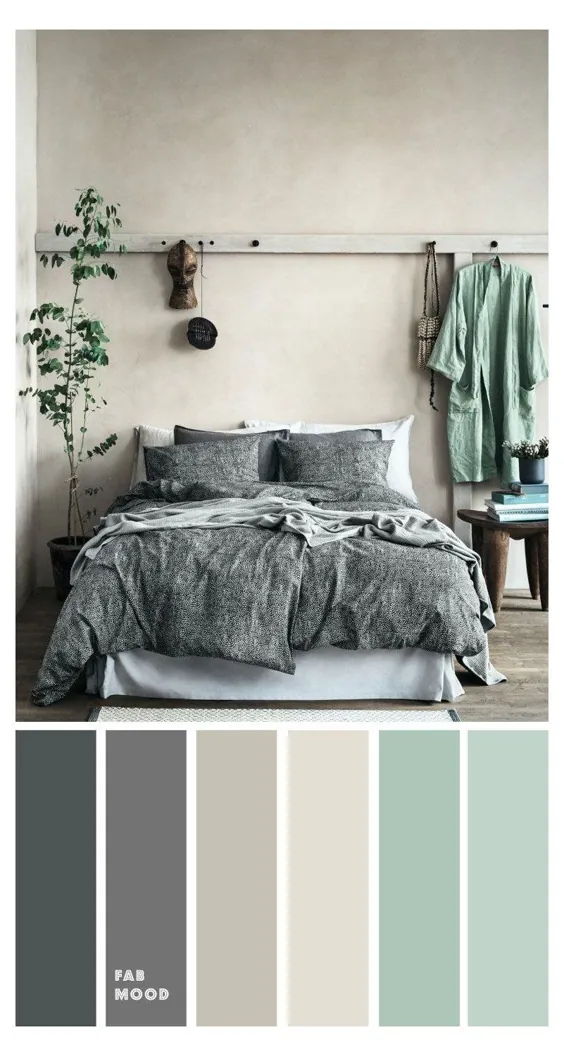 طرح های رنگی اتاق خواب کف خاکستری
