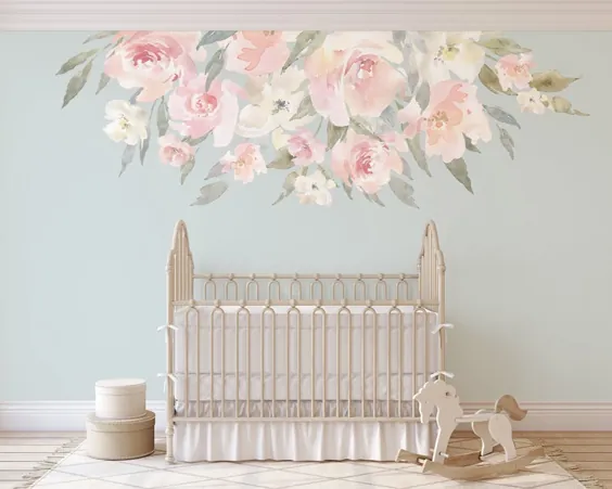 DELANEY ROSE Blush Pink Nursery Wall Decor Flowers Wall Decals |  اتسی