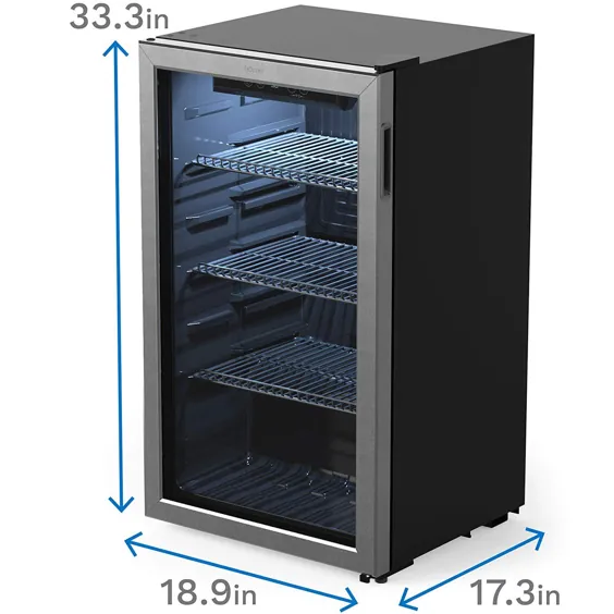 یخچال و خنک کننده نوشیدنی hOmeLabs - یخچال مینی 120 قوطی با درب شیشه ای برای نوشیدنی یا نوشیدنی سودا - دستگاه تلگراف نوشیدنی کوچک برای دفتر یا بار با قفسه های قابل تعویض قابل تنظیم - Walmart.com
