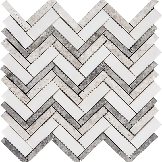Granada Blend Polished Herringbone Marble Mosaics 12 1 / 8x13 3/8