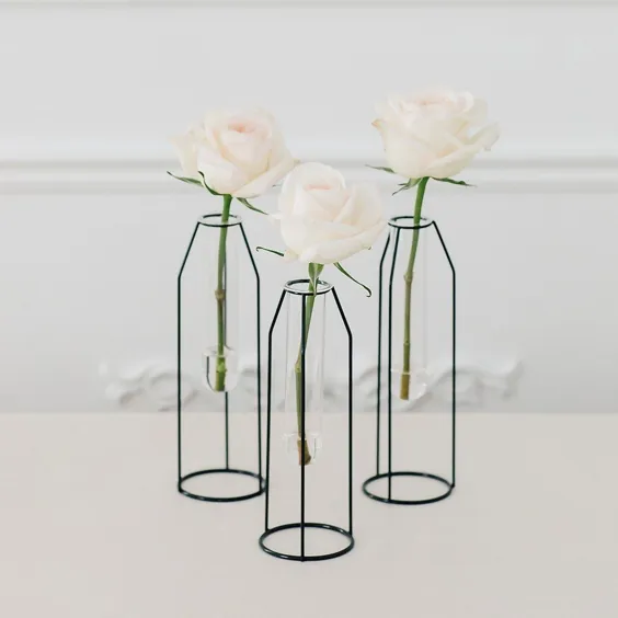 گلدان های گلدان لوله ای آزمایشی هندسی - مجموعه ای از 3 - Walmart.com