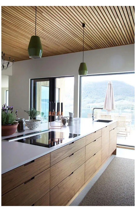 طراحی آشپزخانه معاصر چوب طبیعی