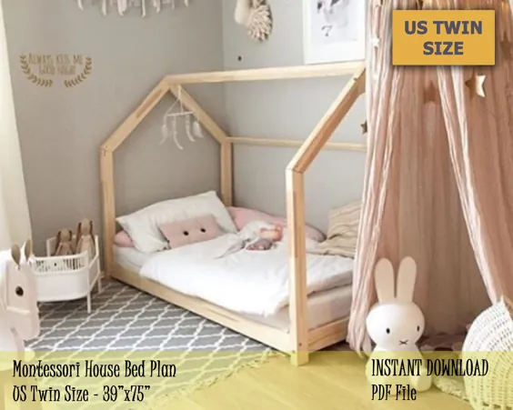 قاب تختخواب کودک نو پا Montessori تختخواب کودک سایز دوقلو ایالات متحده |  اتسی