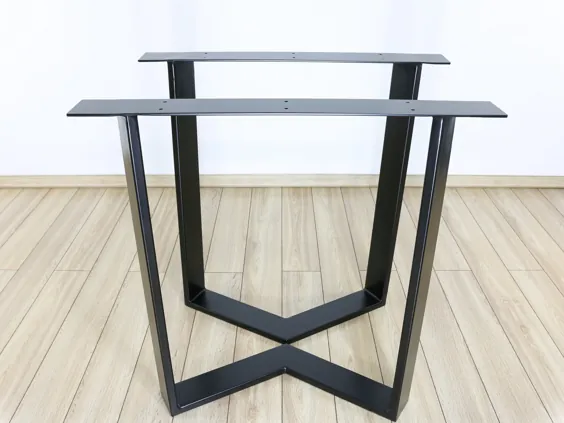 پایه میز ناهار خوری استیل (مجموعه 2 عددی) ، پایه میز سبک صنعتی ، پایه میز ذوزنقه ای ، پایه میز مدرن ، پایه فلزی برای میز چوبی اصلاح شده