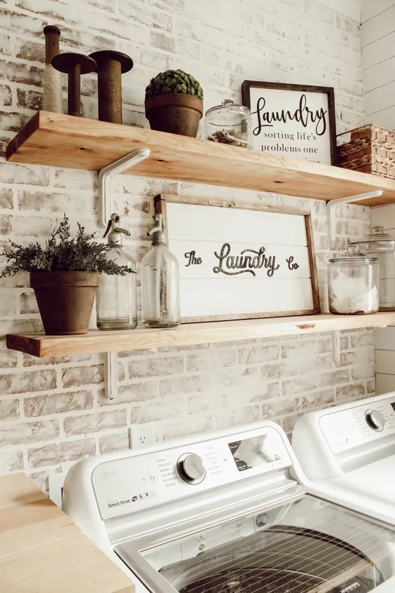 دیوار آجری مصنوعی DIY در اتاق خشکشویی - زیبایی برای خاکستر