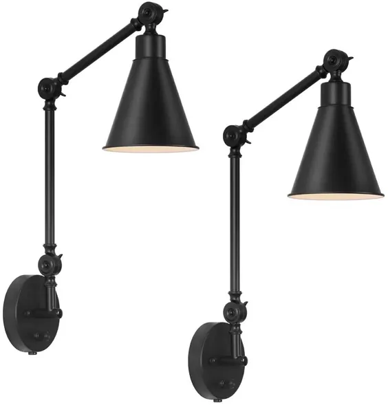 Swing Arm Sconces 2 Pack- چراغی قابل تنظیم با لامپهای نصب شده به رنگ سیاه (لامپها شامل نمی شوند) - Walmart.com