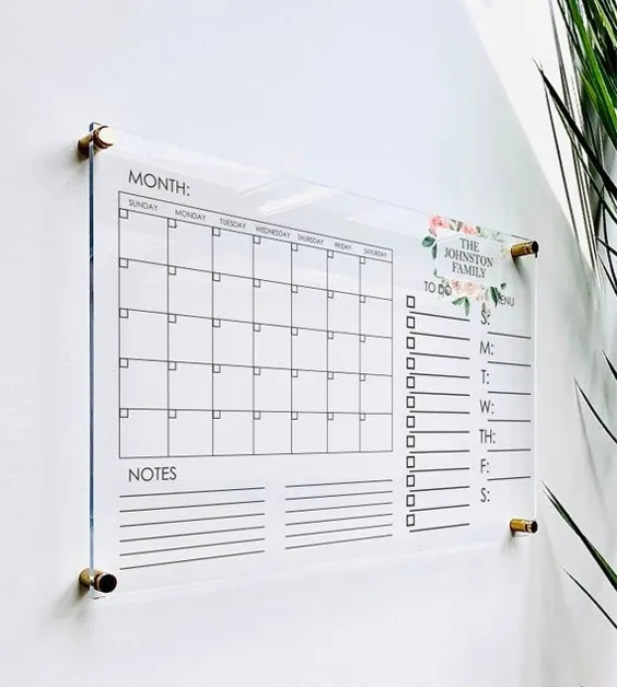 تقویم اکریلیک شخصی برای دیوار ||  صفحه پاک کردن پاک کردن دفتر تقویم اکریلیک دفتر مینیمالیستی