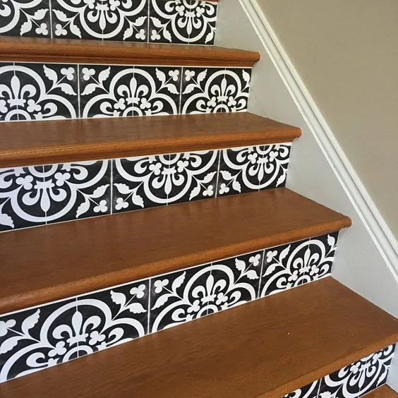 برچسب های Stair Riser - کاغذ دیواری کاشی برآمدگی Stair Riser - بسته کرونا 6 رنگ مشکی - نوارهای تزئینی لایه بردار و استیک Stair Riser - 48 "