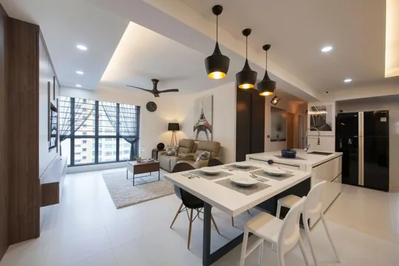 میز پیوست جزیره آشپزخانه |  طراحی داخلی سنگاپور |  ایده های طراحی داخلی