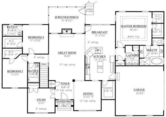 Plan House 286-00027 - Plan Ranch: 2،310 فوت مربع ، 3 اتاق خواب ، 3 حمام