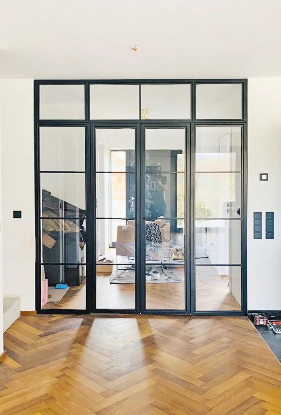 Stahl Loft Tür - Lofttür als Raumtrenner im Bauhaus Design، Glastrennwand، Schwingtür، Pivottür