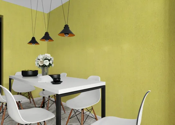 کاغذ دیواری مدرن زرد پوششی تزئینی ابریشم |  اتسی