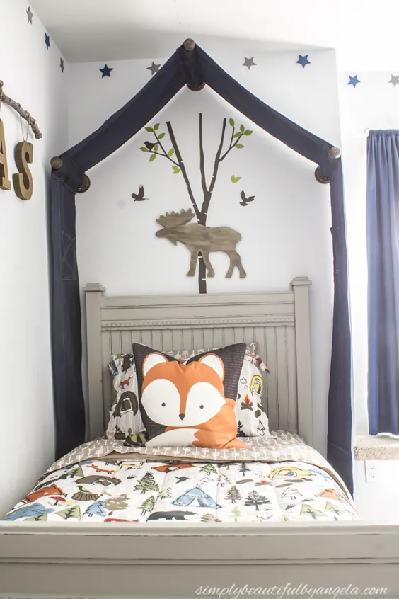 یک اتاق چالش (هفته 6): Woodland Big Boy Room Reveal |  به سادگی زیبا توسط آنجلا