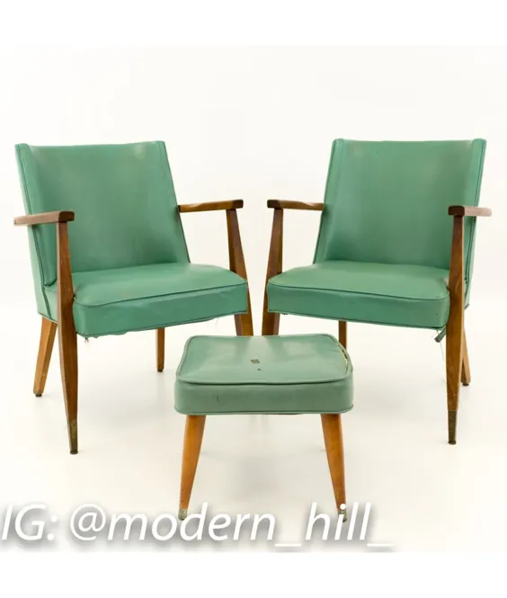 صندلی های استراحت گاه به گاه مدرن Kroehler Mid Century - جفت