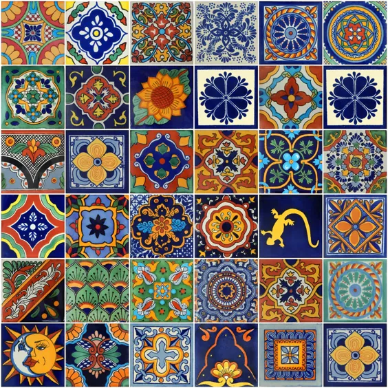 جعبه 100 کاشی Talavera مکزیکی دست ساز طرح های مختلف سرامیکی مکزیکی 4x4 اینچ