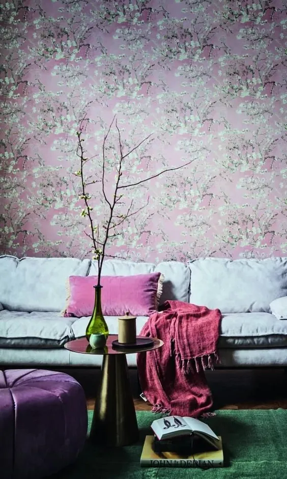 Blush Pink Almond Blossom Bold Wallpaper Flowers by Walls Republic