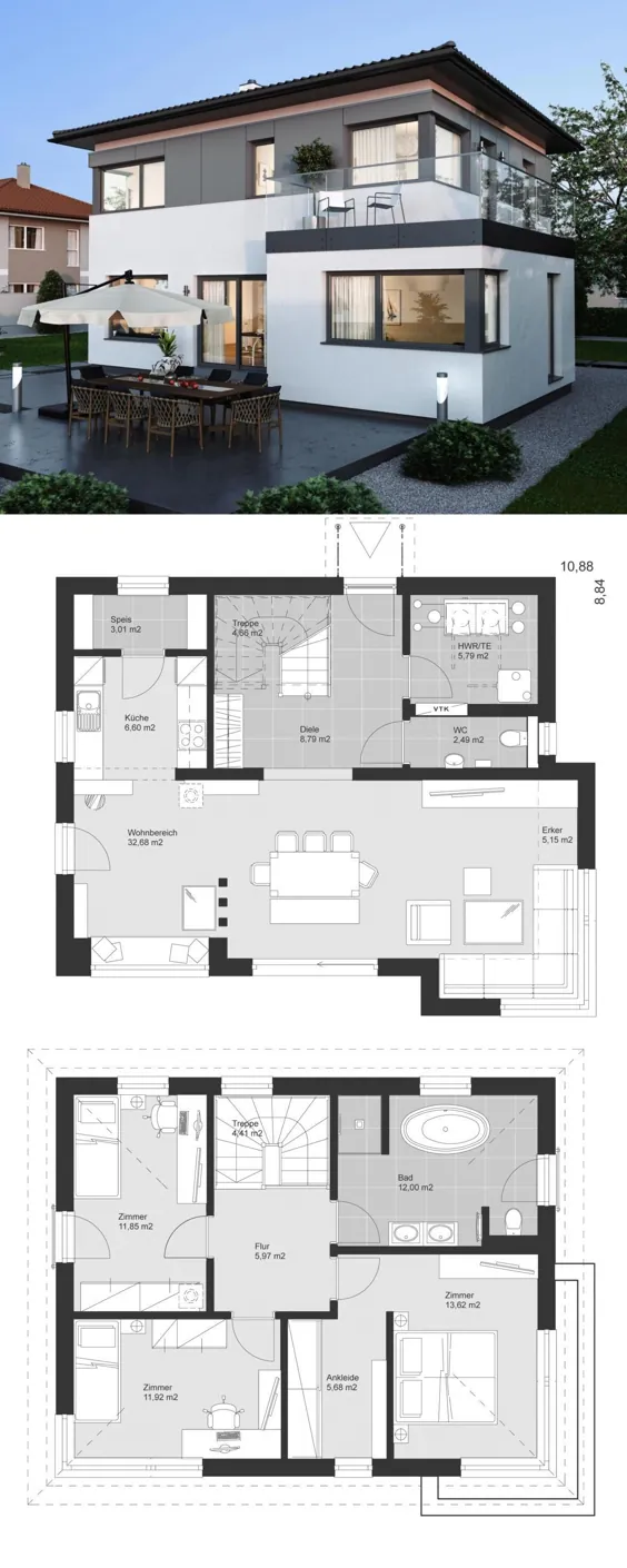 Fertighaus ELK Haus 130 mit Erker - ELK Fertighaus | HausbauDirekt.de