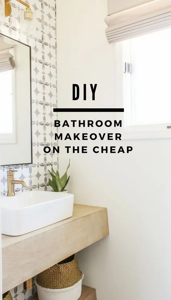 انجام مجدد اتاق پودر مناسب برای بودجه DIY - حمام شیک Boho