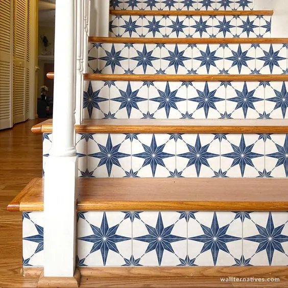 شما برگردان های کاشی Star Tile Stair Riser هستید: آبی