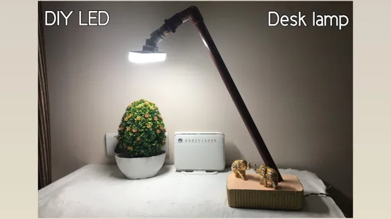 چراغ میز کار Diy LED با پایه بتونی و لوله پی وی سی