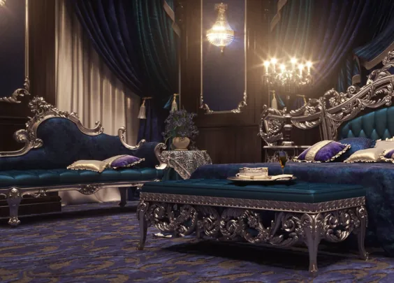 ست اتاق خواب لوکس تراشیده شده به سبک اروپاییبالا و بهترین مبلمان کلاسیک ایتالیایی