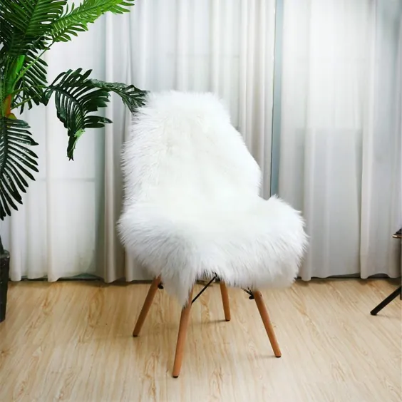 صندلی فرش پوست گوسفند نرم Faux Fur پوشش فرش سفید کرکی برای اتاق خواب فرش فرش فرش اتاق خواب