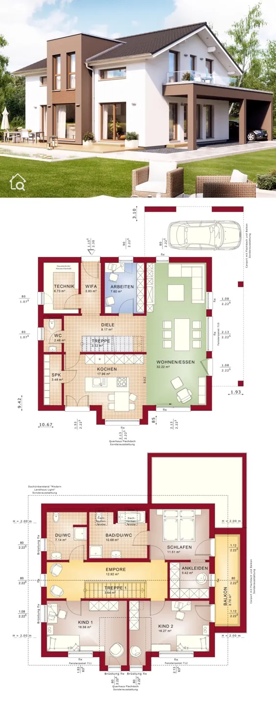 Einfamilienhaus EVOLUTION 162 V4 mit Carport - |  HausbauDirekt.de