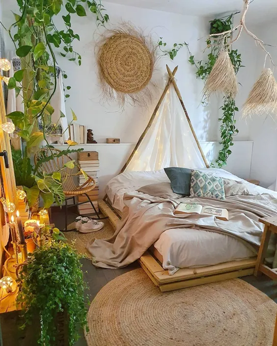 طراحی اتاق خواب با لهجه های چوبی