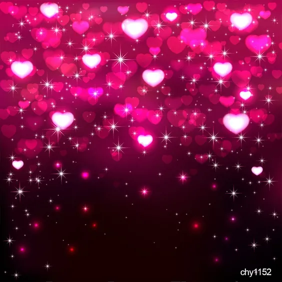 بک دراپ عکس با قلب های صورتی براق ستاره های بوکه روز ولنتاین
