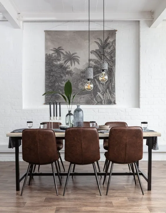 یک اتاق ناهار خوری به سبک صنعتی با رنگ های خنثی - طراح عزیز
