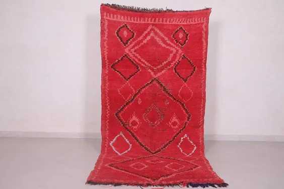 فرش قرمز مراکشی 5.4 FT X 7.3 FT Vintage فرش مراکشی |  اتسی