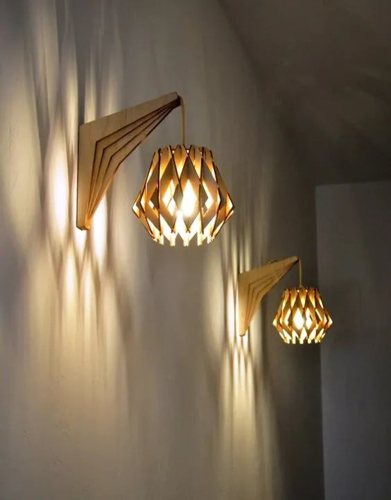 چراغ سبک چوبی دیواری پلاستیکی پلاستیکی در دیوار برنجی مدرن |  اتسی