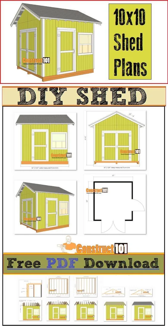 Shed Plans - 10x10 Gable Shed - بارگیری PDF - Construc101