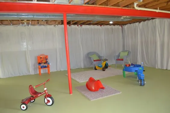 زیرزمین Playroom به روز شده و میله پرده سیم DIY