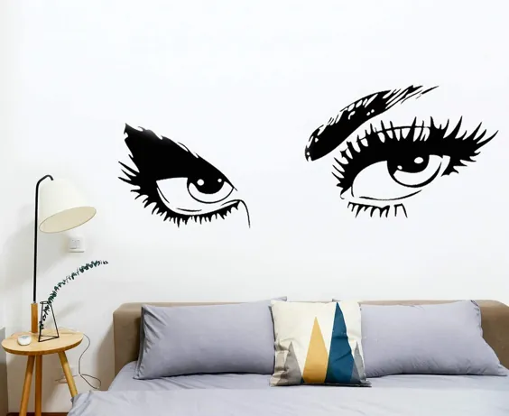 زنان Huazhong Zhou چشم زیبا دیوار عکس تزئینی چشم بزرگ برچسب دیوار قابل جابجایی وینیل دیوار تزئینی