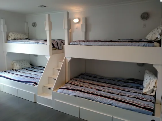 تخت تختخواب سفری ملکه و دوقلو چهار طبقه با مرحله و ذخیره سازی