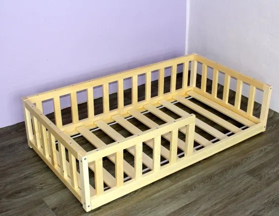 تخت کودک نو پا با ملافه تختخواب کودک تخت کودک چوبی |  اتسی