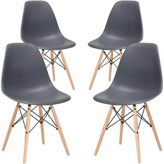 صندلی کناری مشکی و پوسته Vortex با پاهای طبیعی (مجموعه ای از 4) -D105-NAT-TEA-X4 - انبار خانه