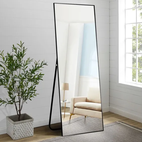 آینه کف آینه تمام طول Neutype 65 "x 22" با قاب مستطیل مستطیل دیواری آلیاژ آلومینیوم آینه (سیاه ، 65 "x 22") - Walmart.com