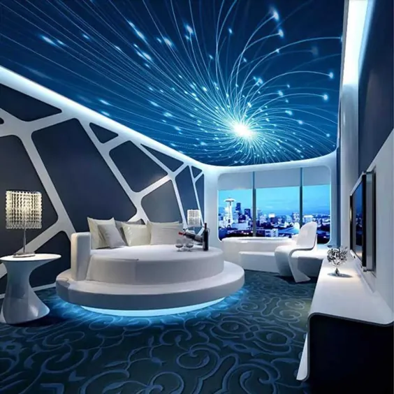 طراحی داخلی فضا - ستارگان اتاق نشیمن ، سیارات و کهکشان در خانه.