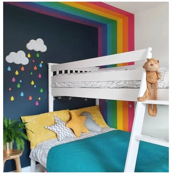 طرح های اتاق خواب دخترانه برای کودکان رنگین کمان