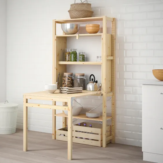 واحد قفسه بندی IVAR با میز تاشو - IKEA
