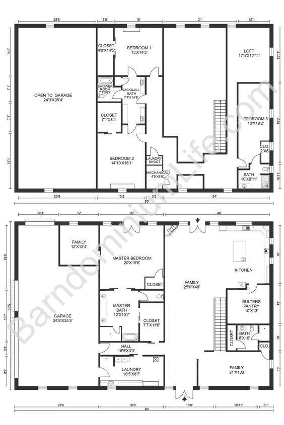 نقشه های منحصر به فرد طبقه Barndominium با اتاق زیر شیروانی متناسب با هر سبک زندگی